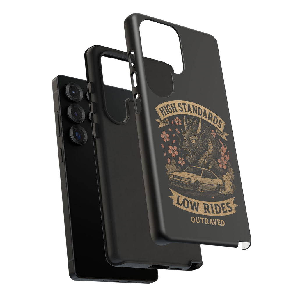 Phone Case — "High Standards Low Rides" Retro Dragon Car Design