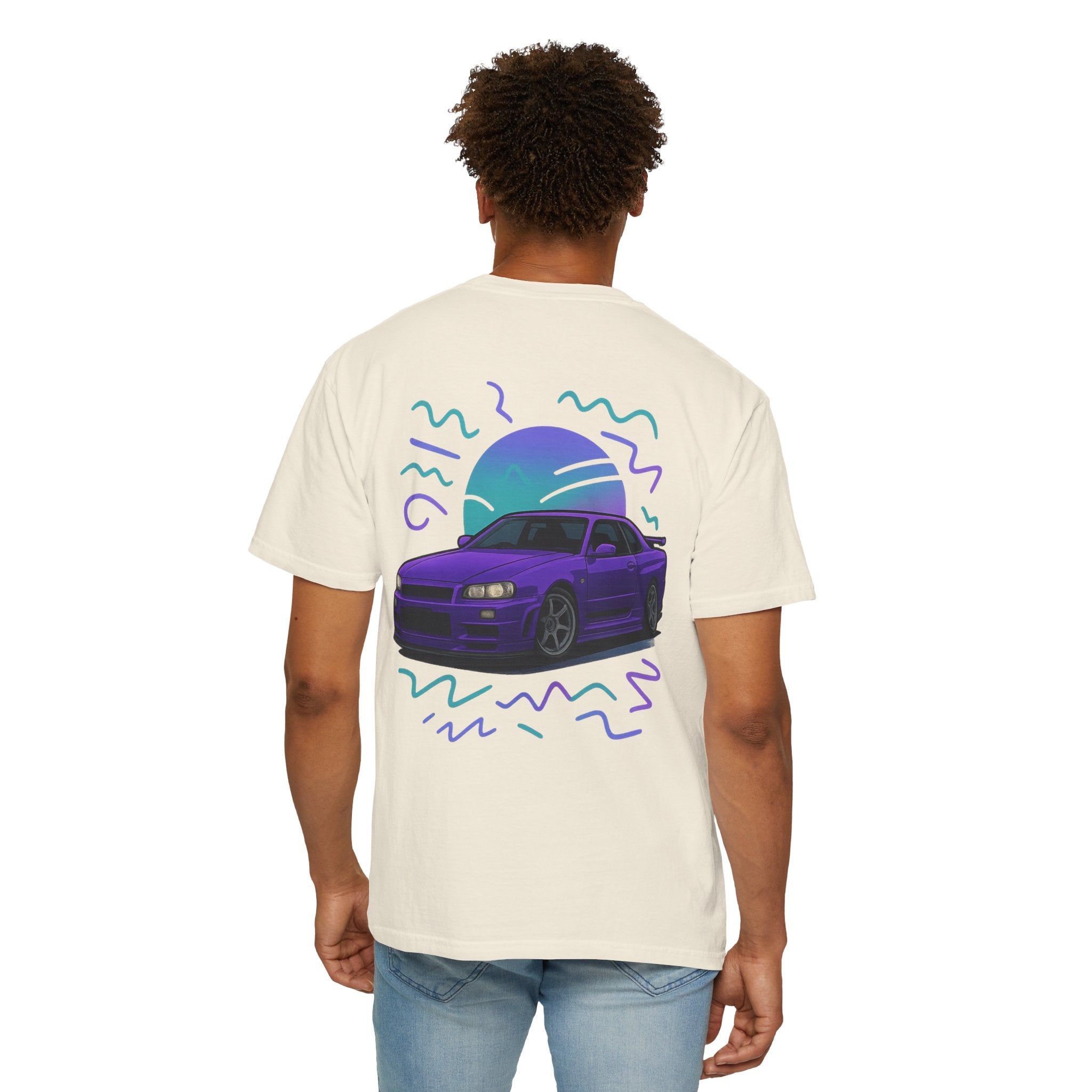 A Retro Skyline R34 T-Shirt — Purple JDM Car Graphic Tee