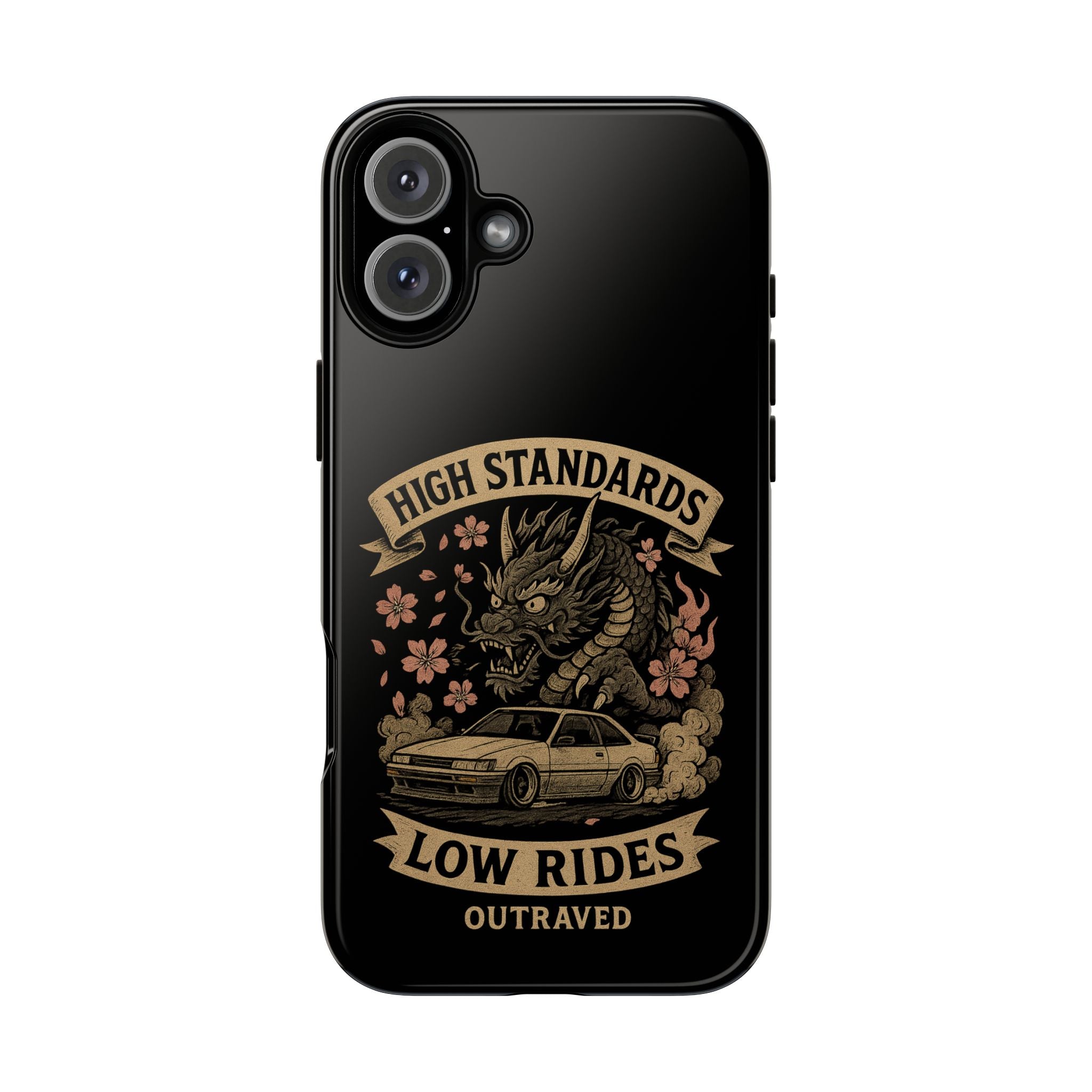 Phone Case — "High Standards Low Rides" Retro Dragon Car Design