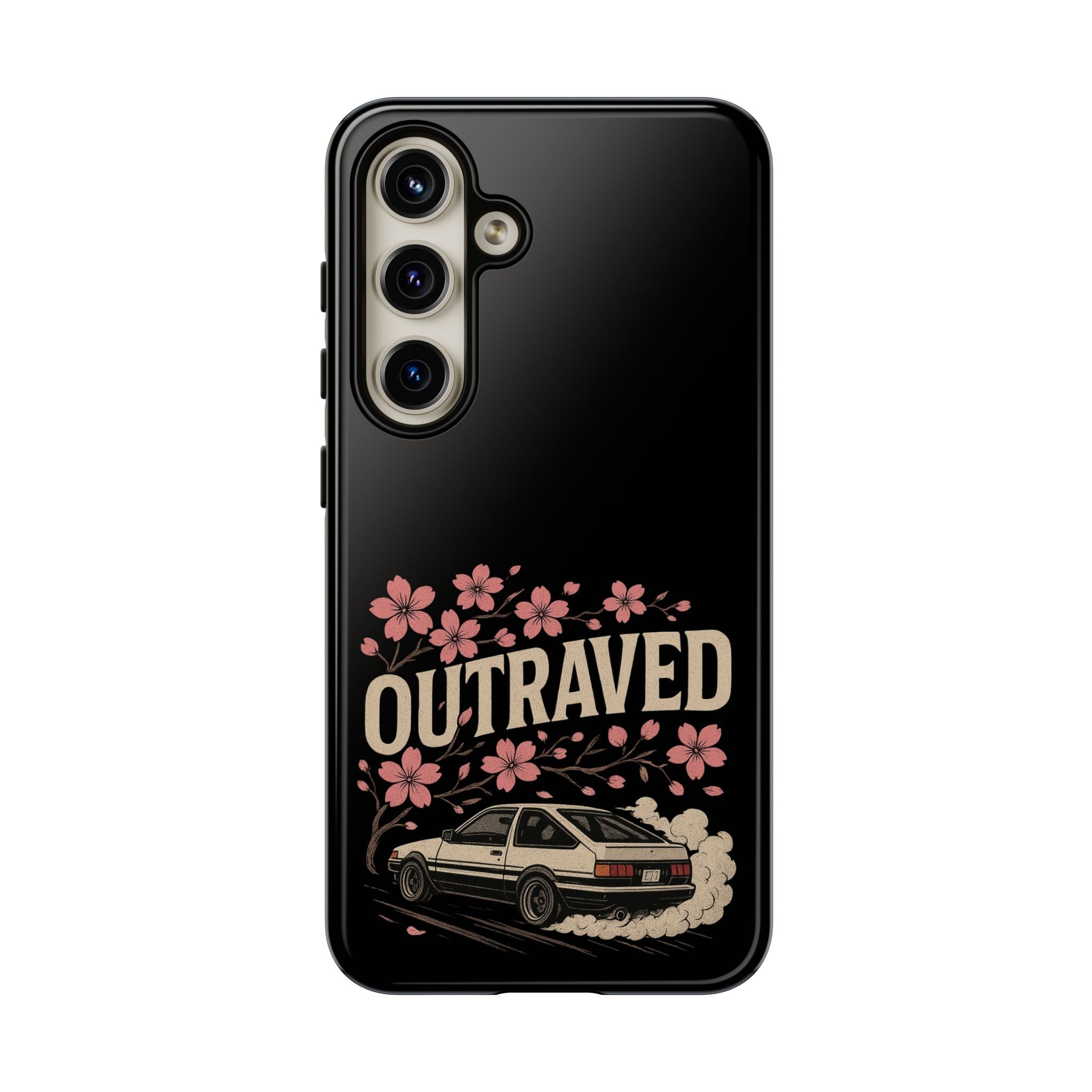Phone Case — “Outraved” Drift Car Graphic with Cherry Blossoms