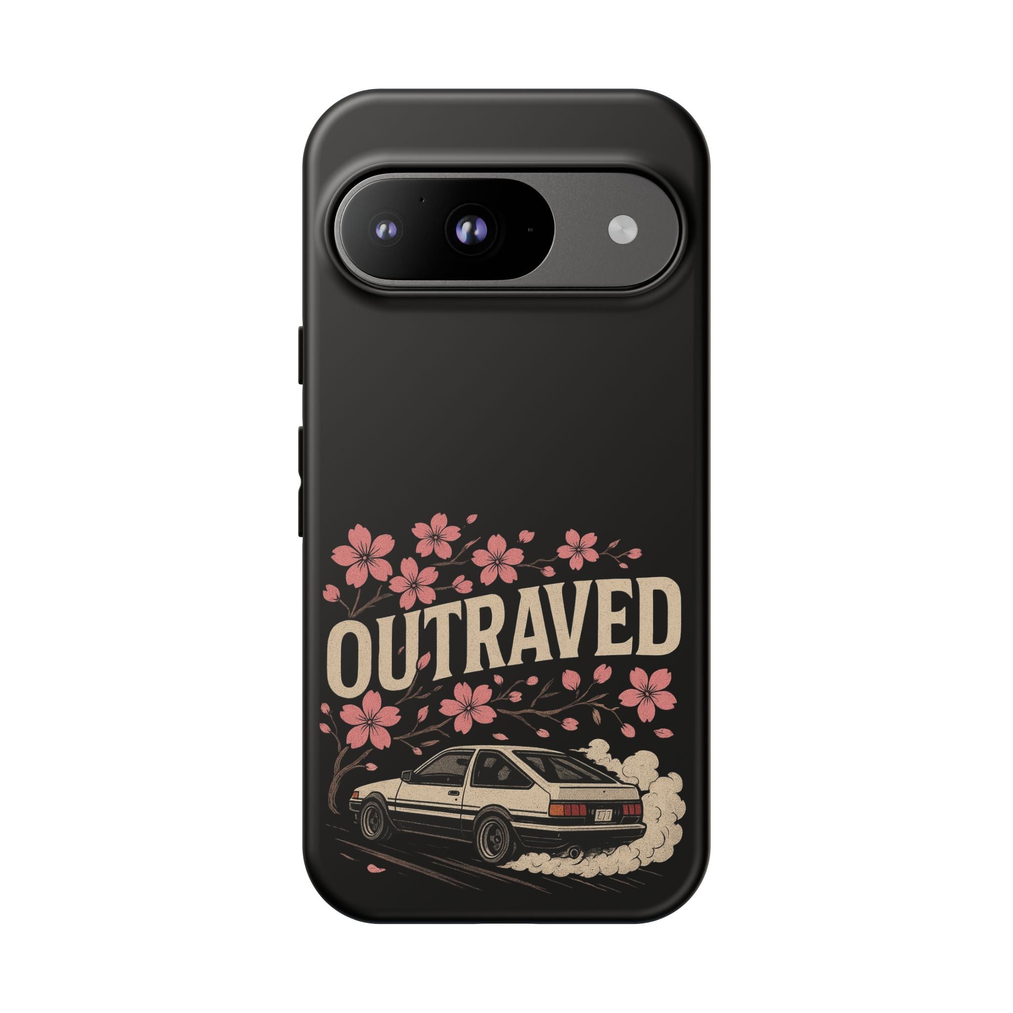 Phone Case — “Outraved” Drift Car Graphic with Cherry Blossoms