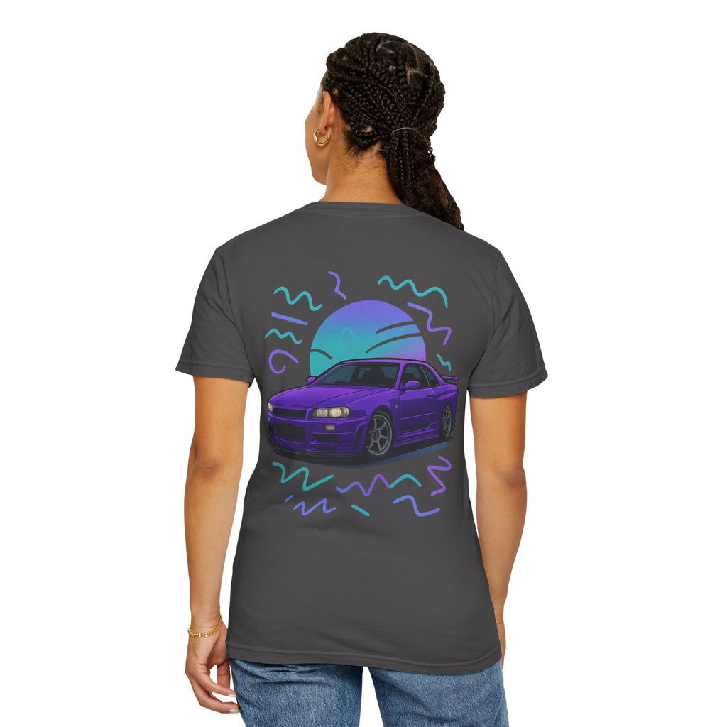 A Retro Skyline R34 T-Shirt — Purple JDM Car Graphic Tee