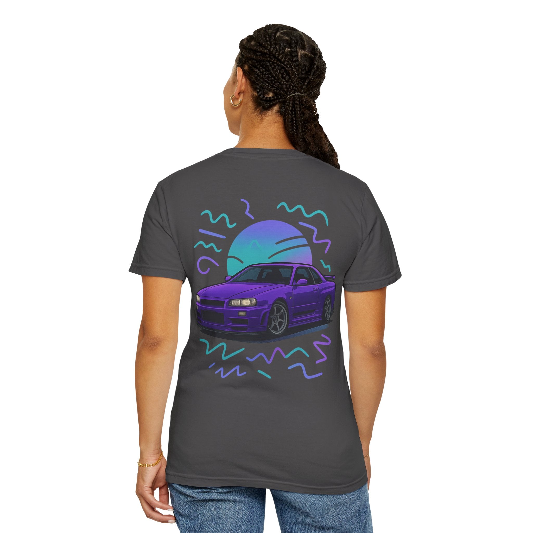 A Retro Skyline R34 T-Shirt — Purple JDM Car Graphic Tee
