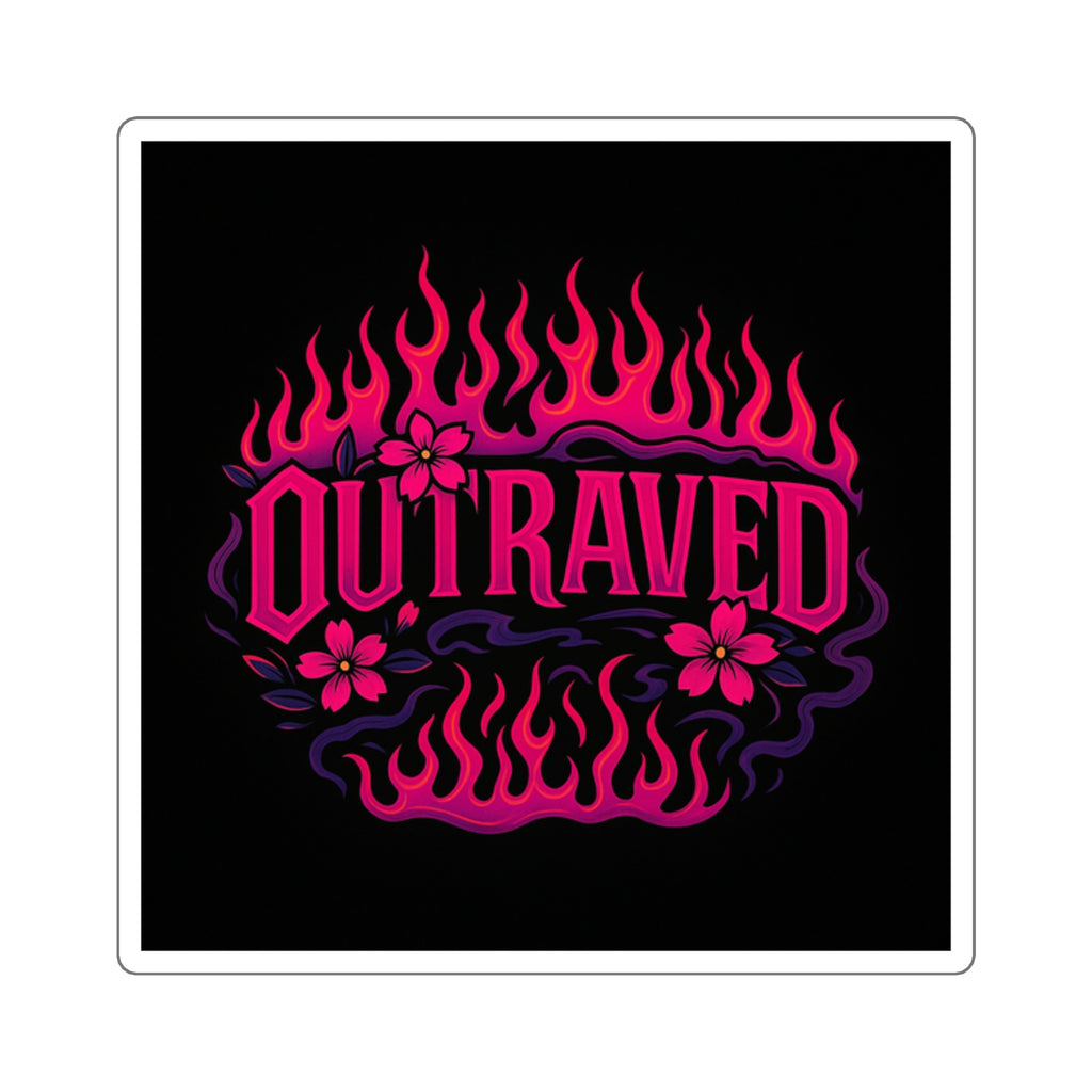 Sticker — OUTRAVED Pink Neon Fire Floral Rave Decal
