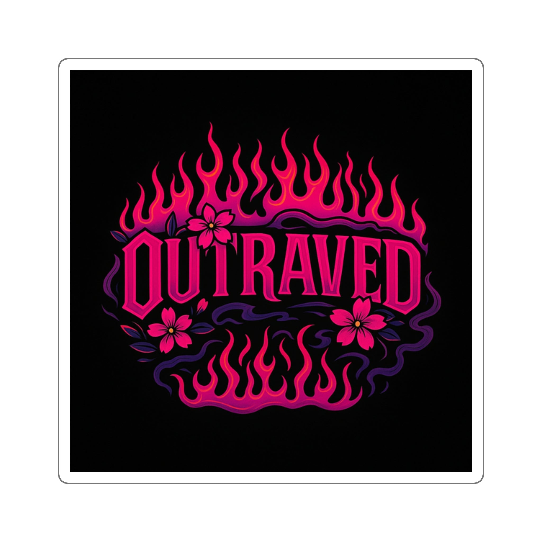 Sticker — OUTRAVED Pink Neon Fire Floral Rave Decal