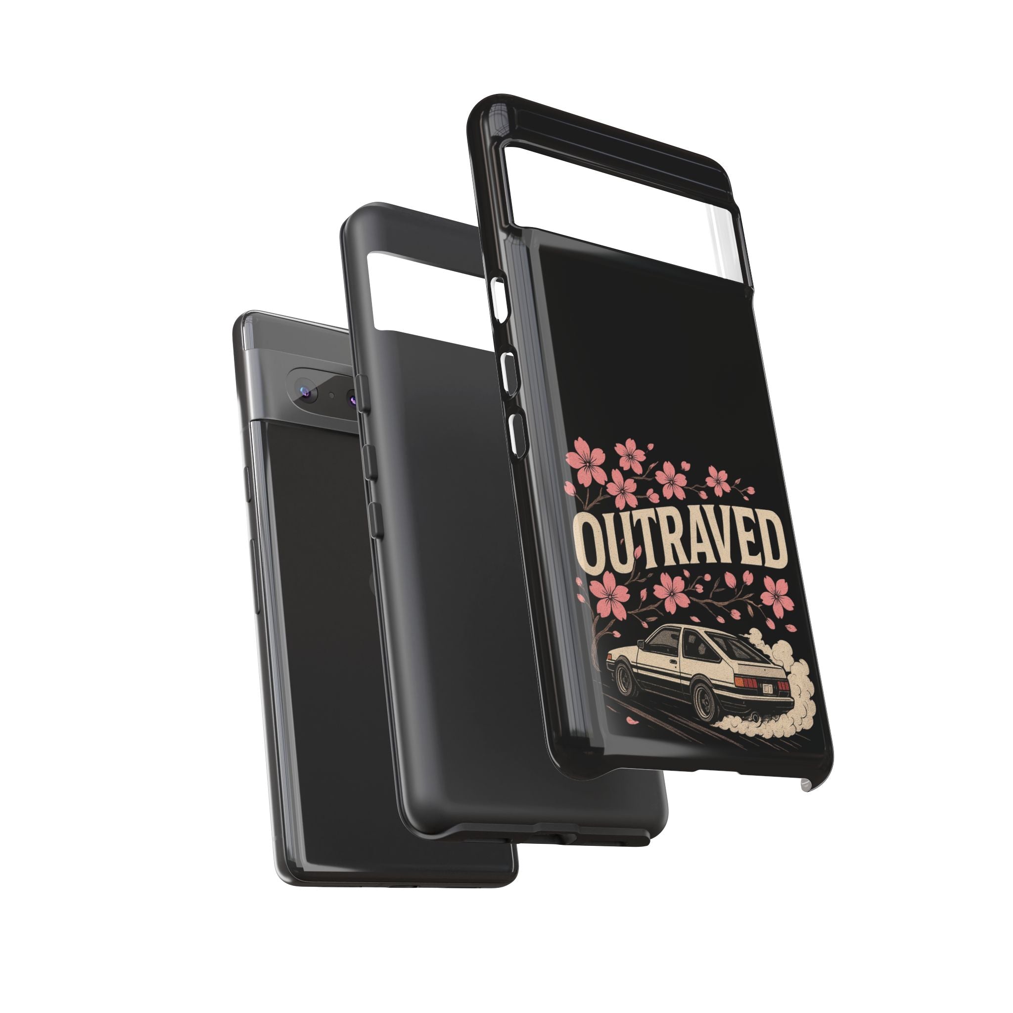 Phone Case — “Outraved” Drift Car Graphic with Cherry Blossoms