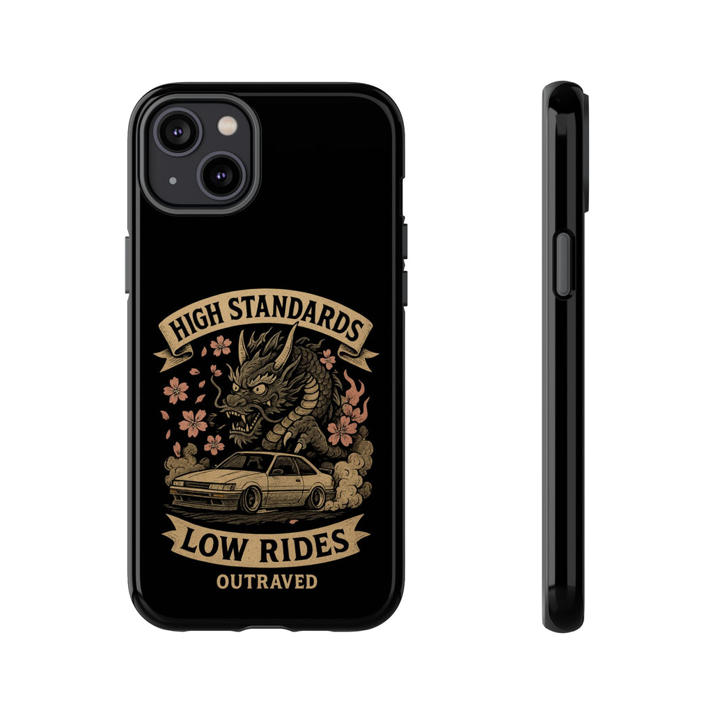 Phone Case — "High Standards Low Rides" Retro Dragon Car Design