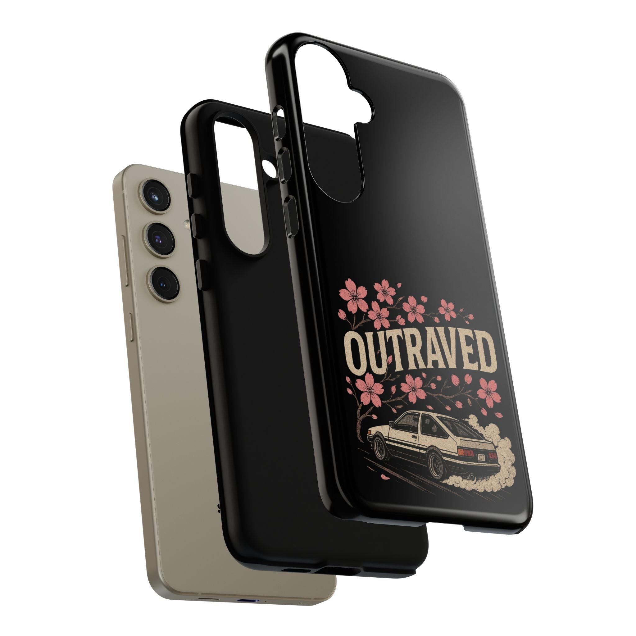 Phone Case — “Outraved” Drift Car Graphic with Cherry Blossoms