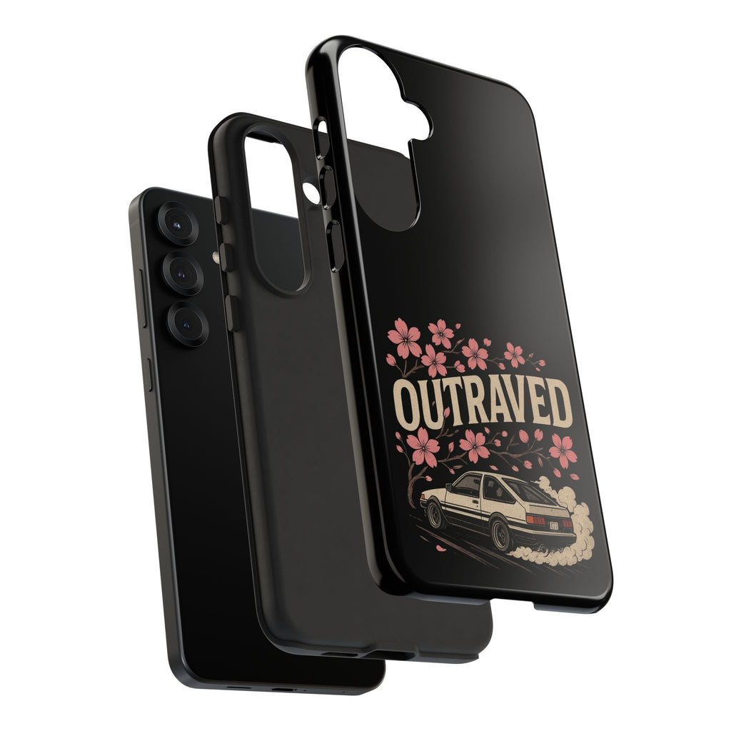 Phone Case — “Outraved” Drift Car Graphic with Cherry Blossoms