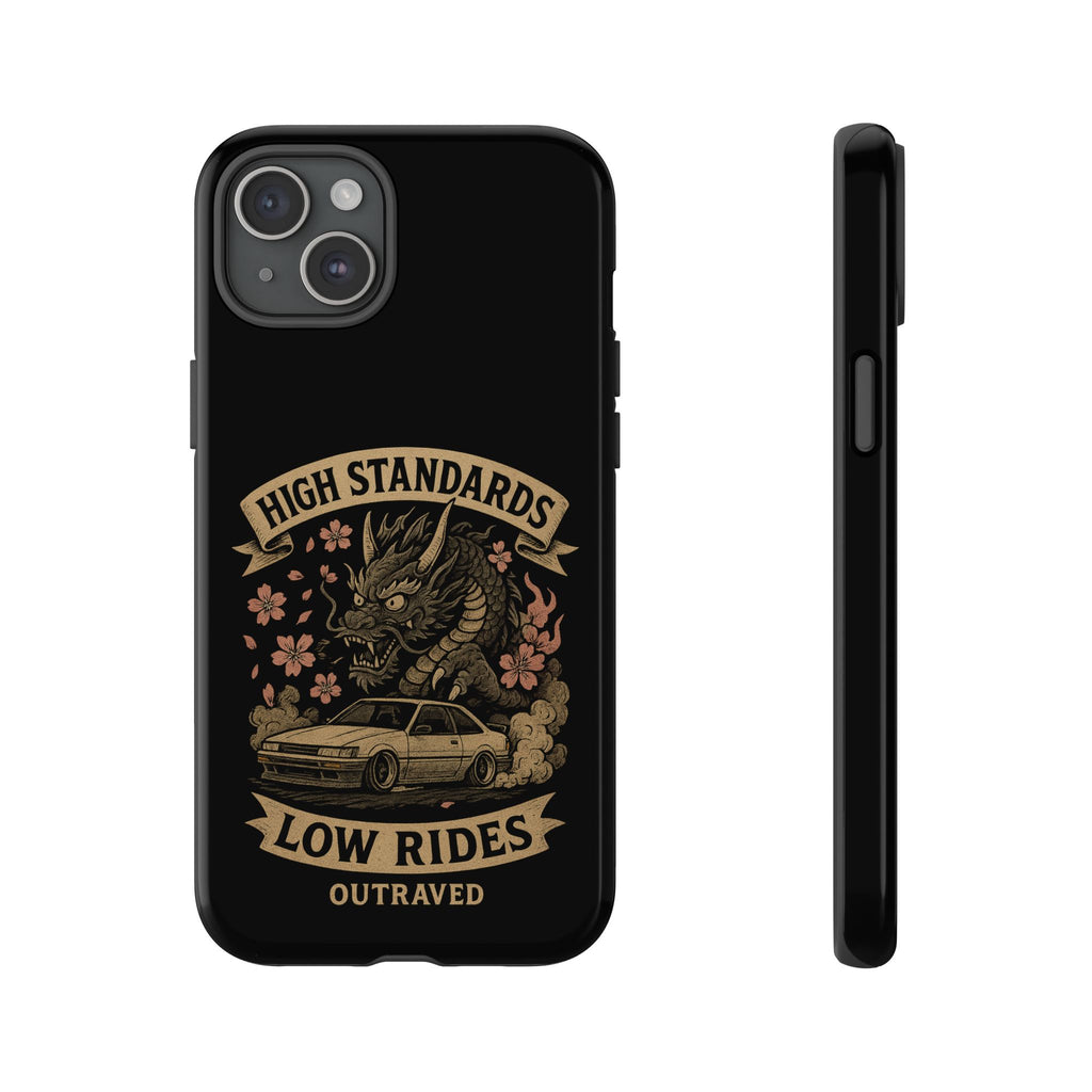 Phone Case — "High Standards Low Rides" Retro Dragon Car Design