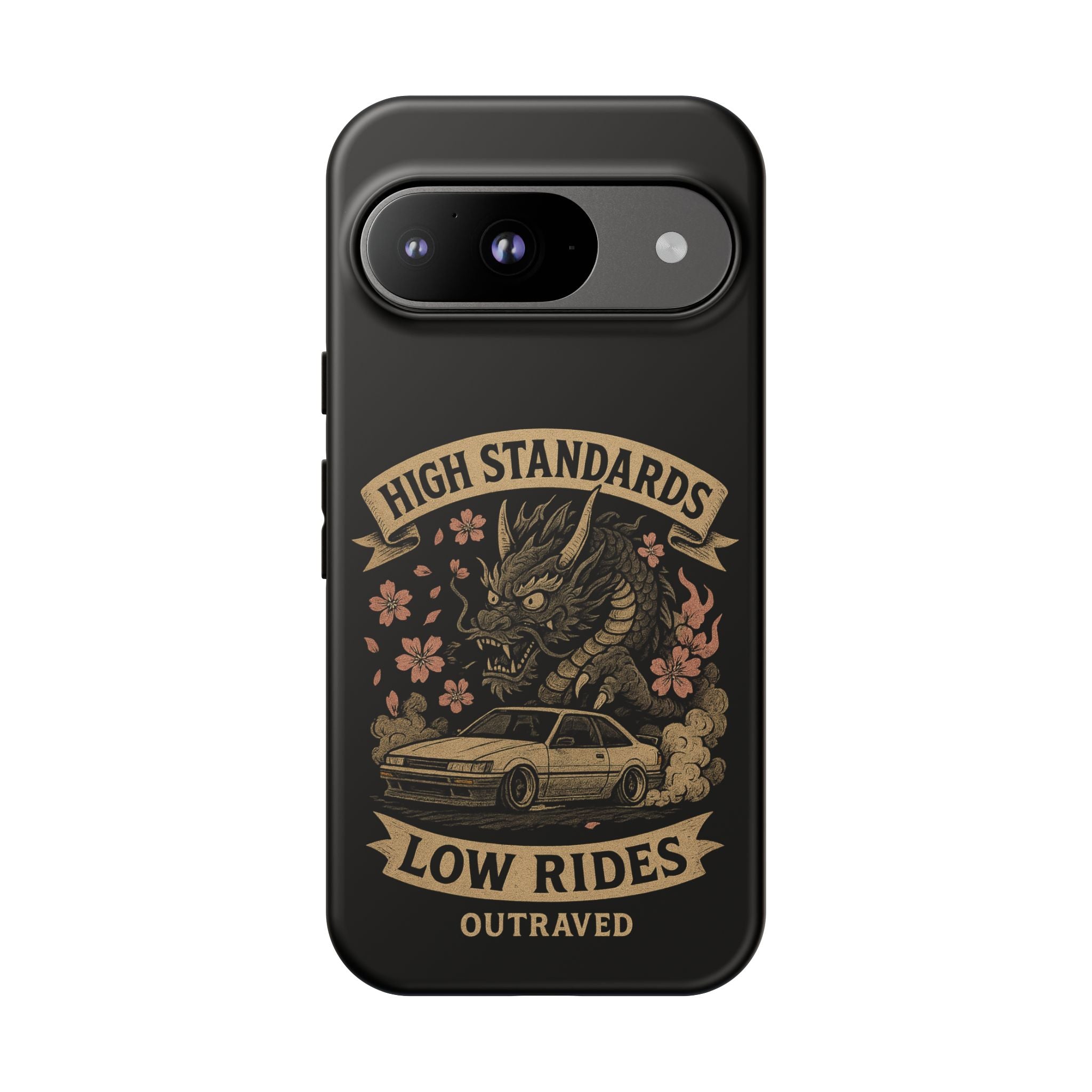 Phone Case — "High Standards Low Rides" Retro Dragon Car Design