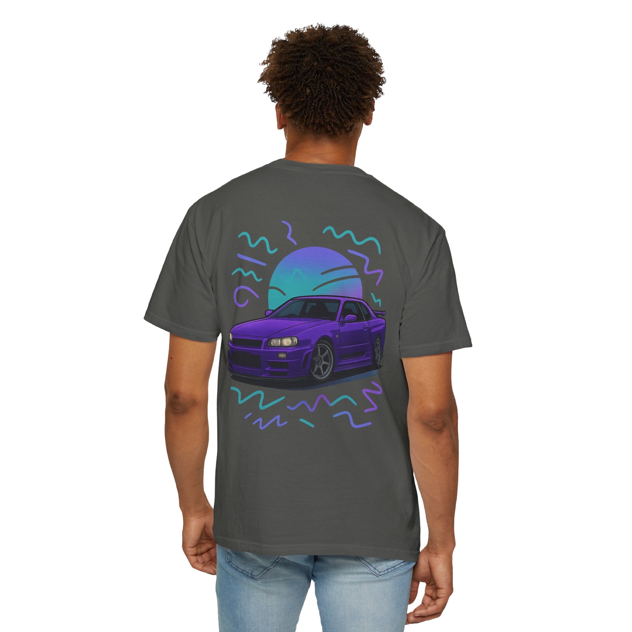 A Retro Skyline R34 T-Shirt — Purple JDM Car Graphic Tee