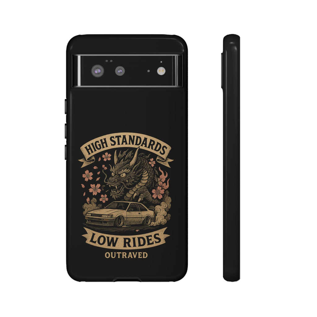 Phone Case — "High Standards Low Rides" Retro Dragon Car Design