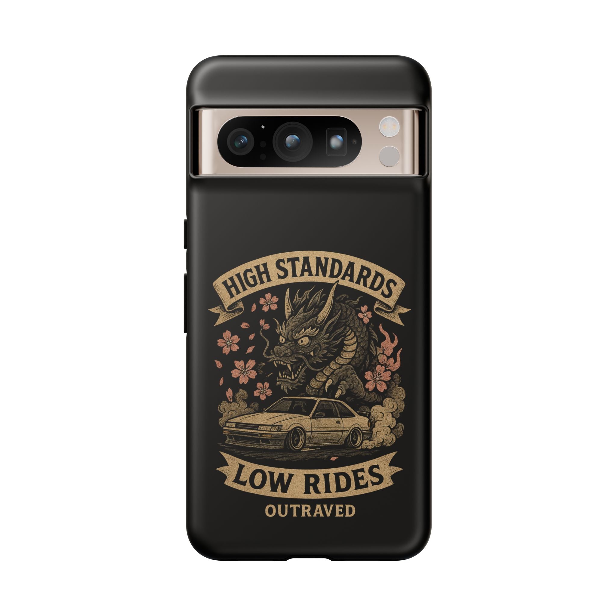 Phone Case — "High Standards Low Rides" Retro Dragon Car Design