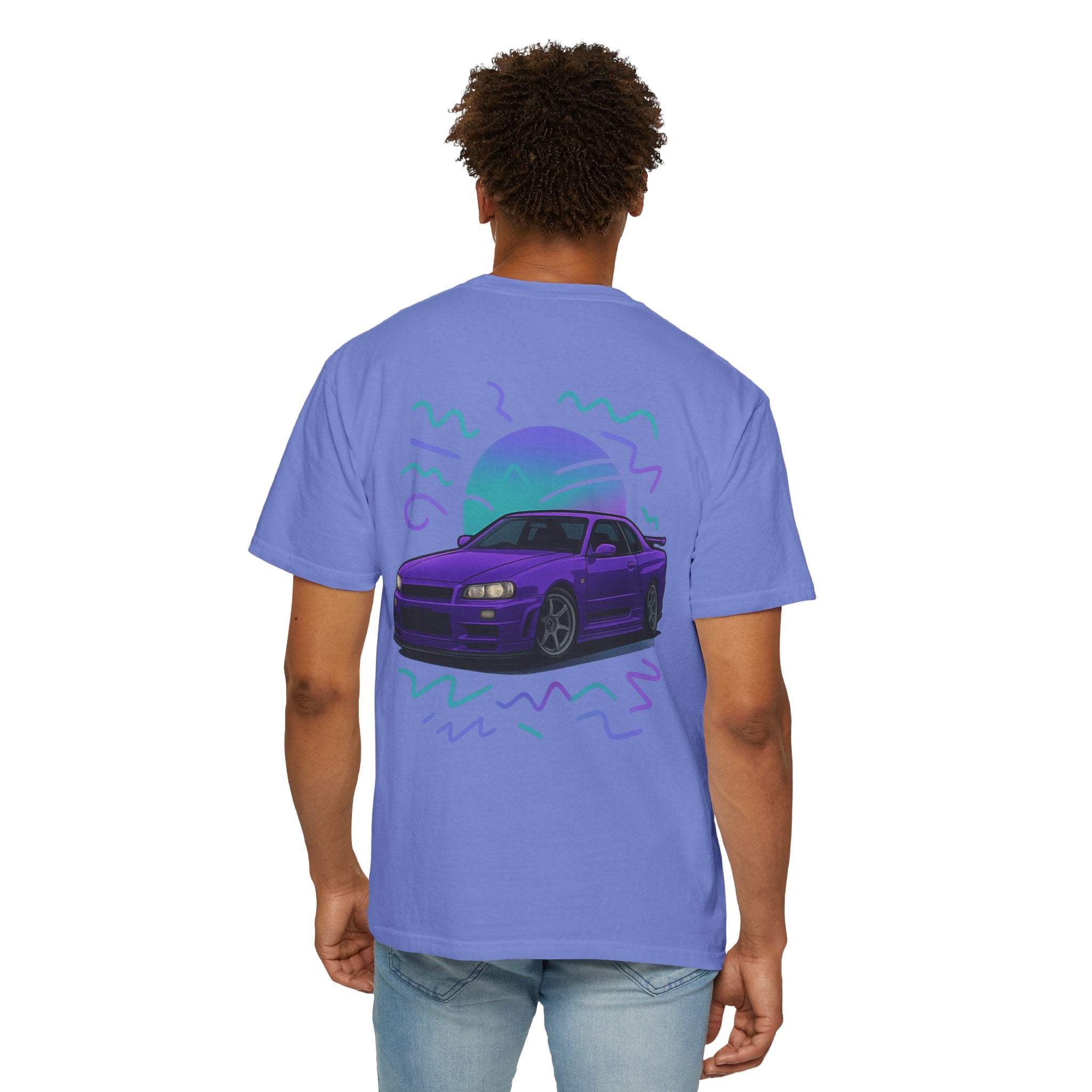 A Retro Skyline R34 T-Shirt — Purple JDM Car Graphic Tee