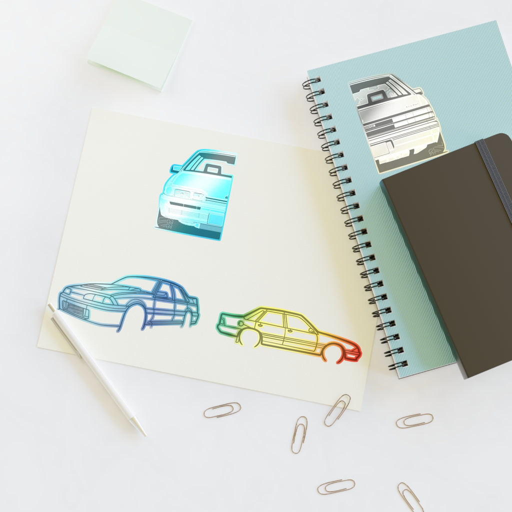 Stickers Fully sick vl brah Line Art Sticker Sheet — Retro Car Outline Decals