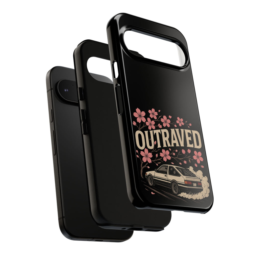 Phone Case — “Outraved” Drift Car Graphic with Cherry Blossoms