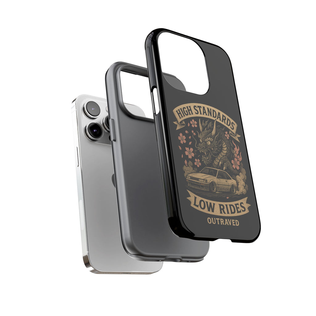 Phone Case — "High Standards Low Rides" Retro Dragon Car Design