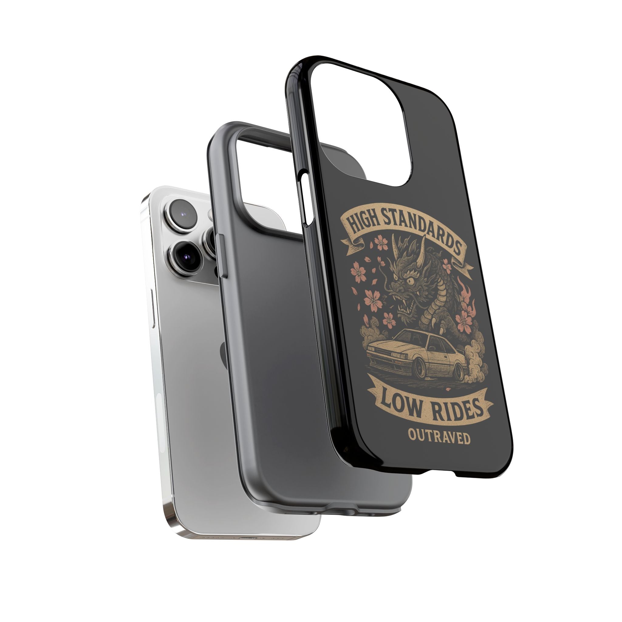 Phone Case — "High Standards Low Rides" Retro Dragon Car Design
