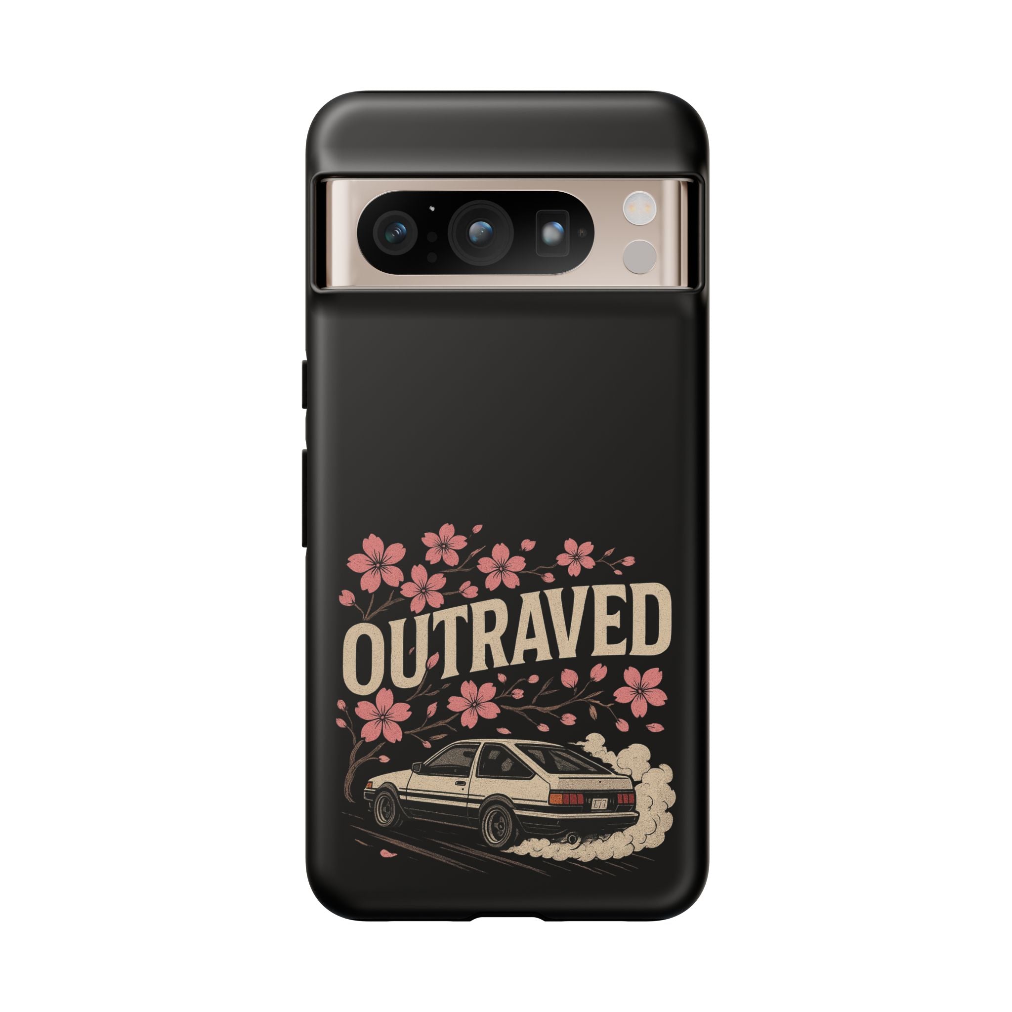Phone Case — “Outraved” Drift Car Graphic with Cherry Blossoms