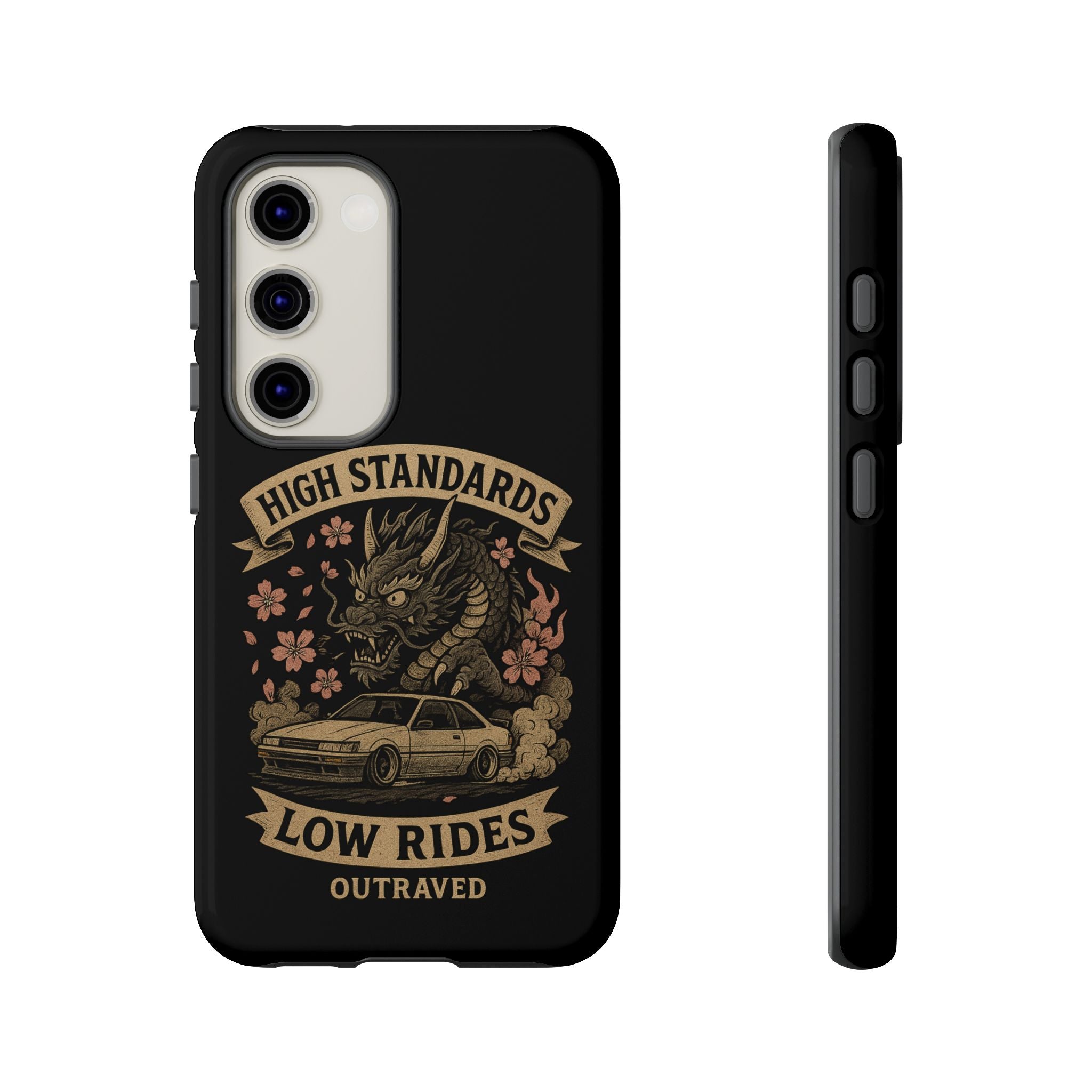 Phone Case — "High Standards Low Rides" Retro Dragon Car Design