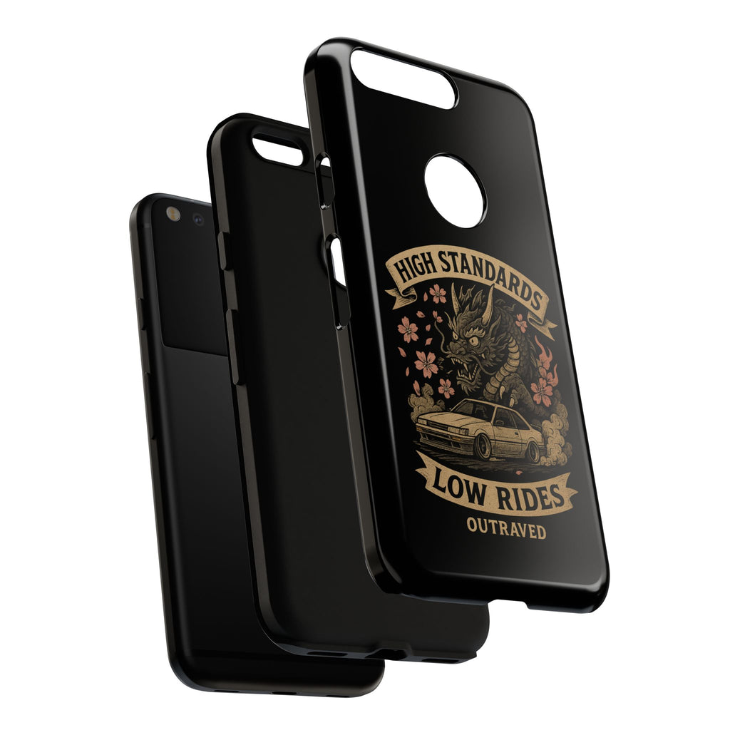 Phone Case — "High Standards Low Rides" Retro Dragon Car Design