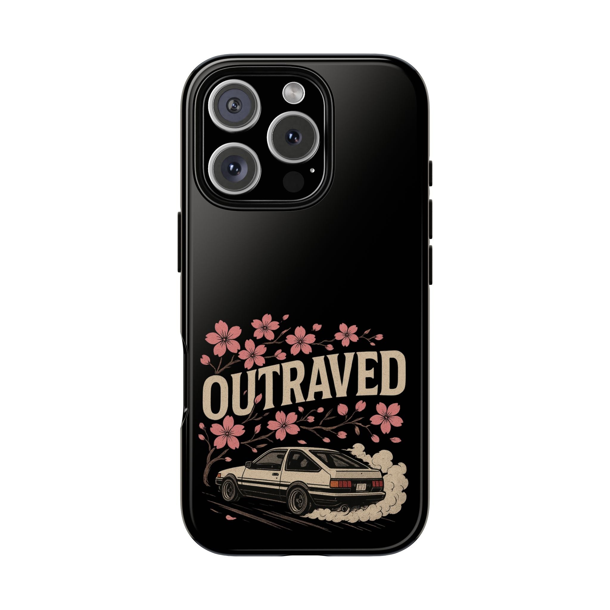 Phone Case — “Outraved” Drift Car Graphic with Cherry Blossoms