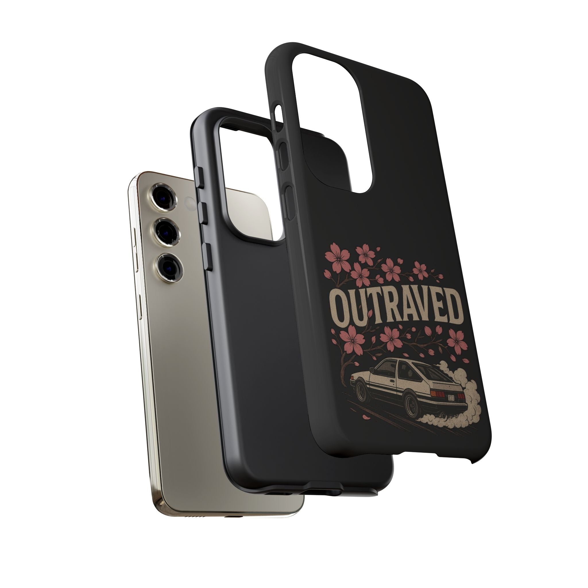 Phone Case — “Outraved” Drift Car Graphic with Cherry Blossoms