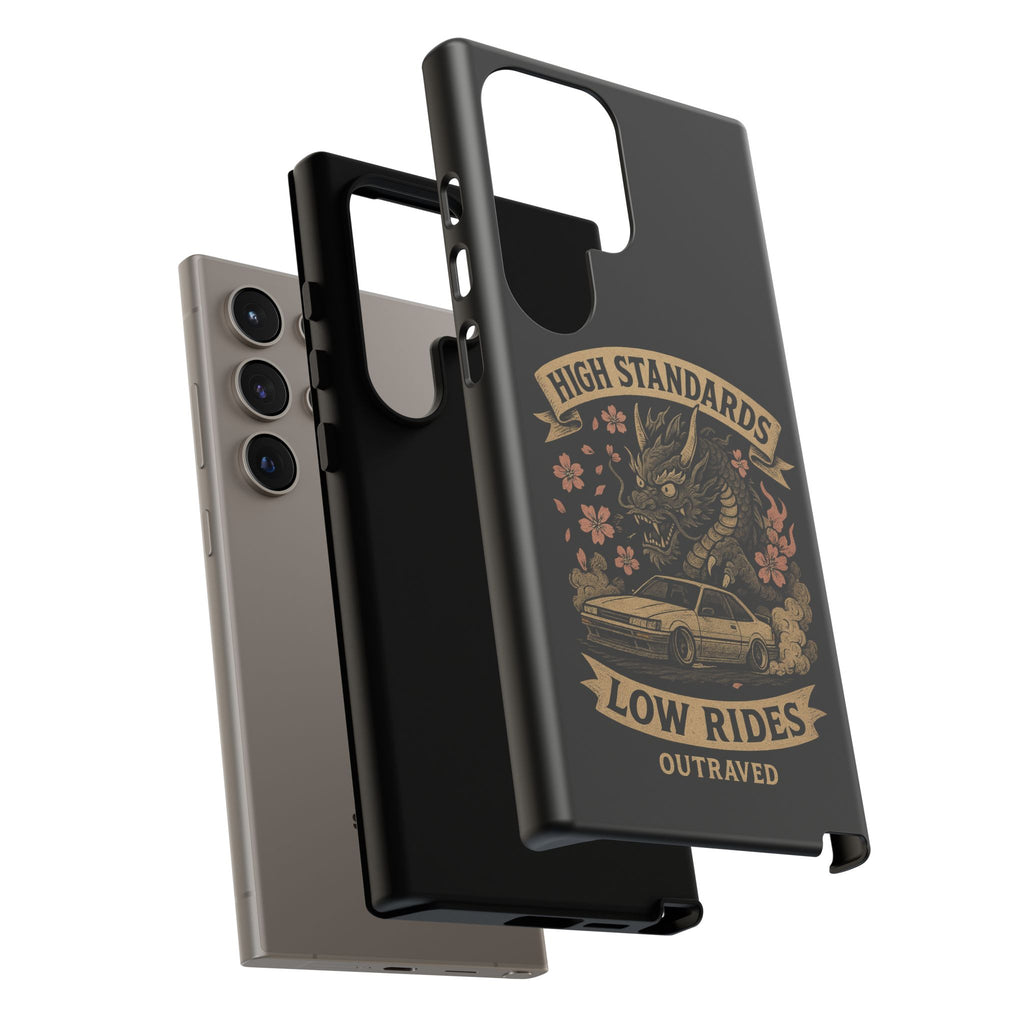 Phone Case — "High Standards Low Rides" Retro Dragon Car Design