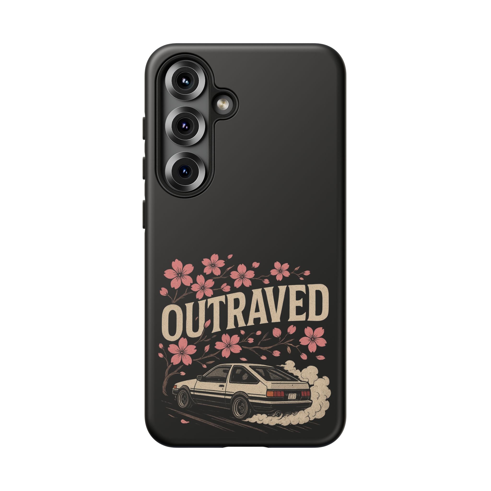 Phone Case — “Outraved” Drift Car Graphic with Cherry Blossoms