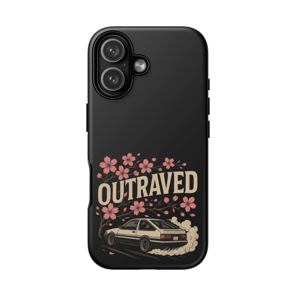 Phone Case — “Outraved” Drift Car Graphic with Cherry Blossoms
