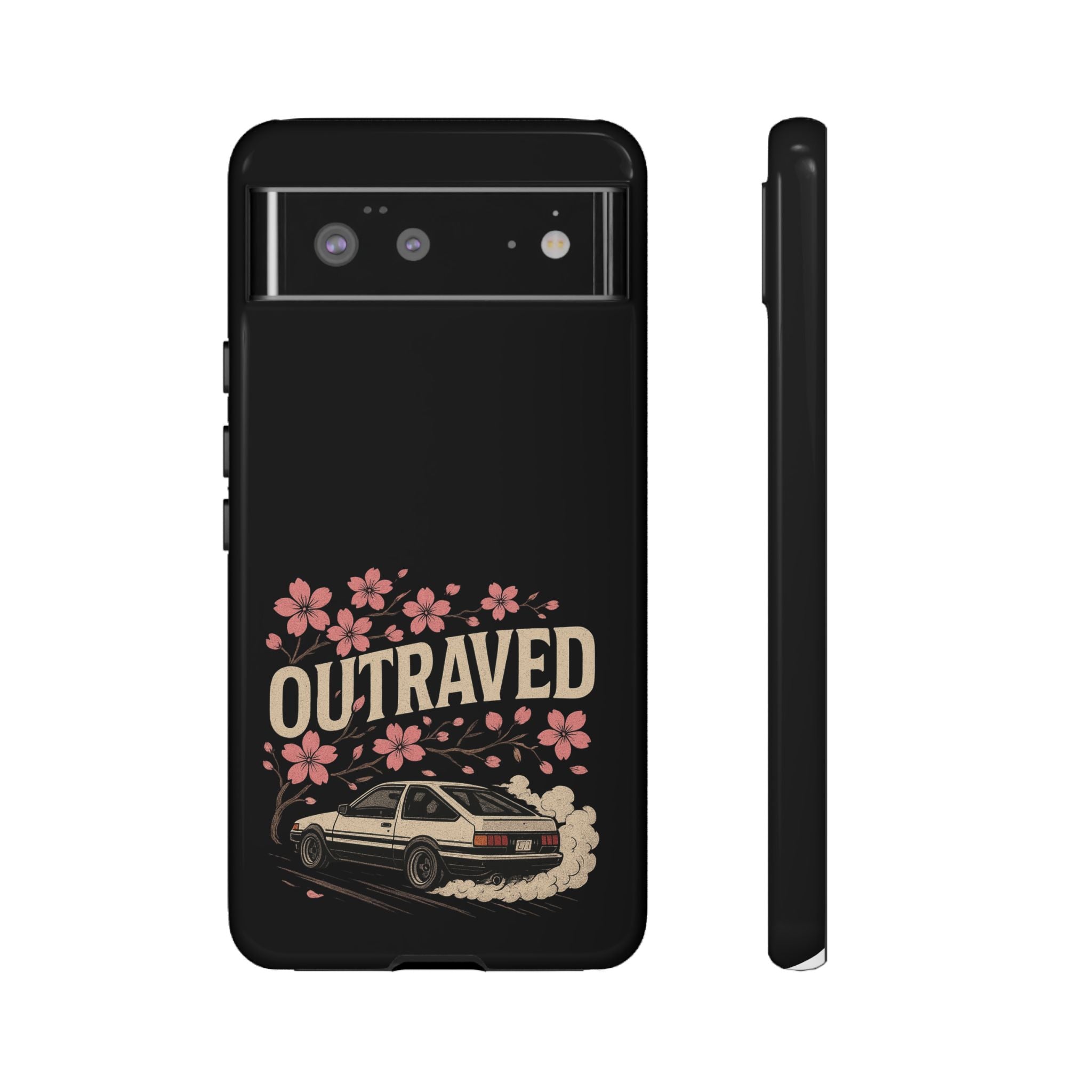 Phone Case — “Outraved” Drift Car Graphic with Cherry Blossoms