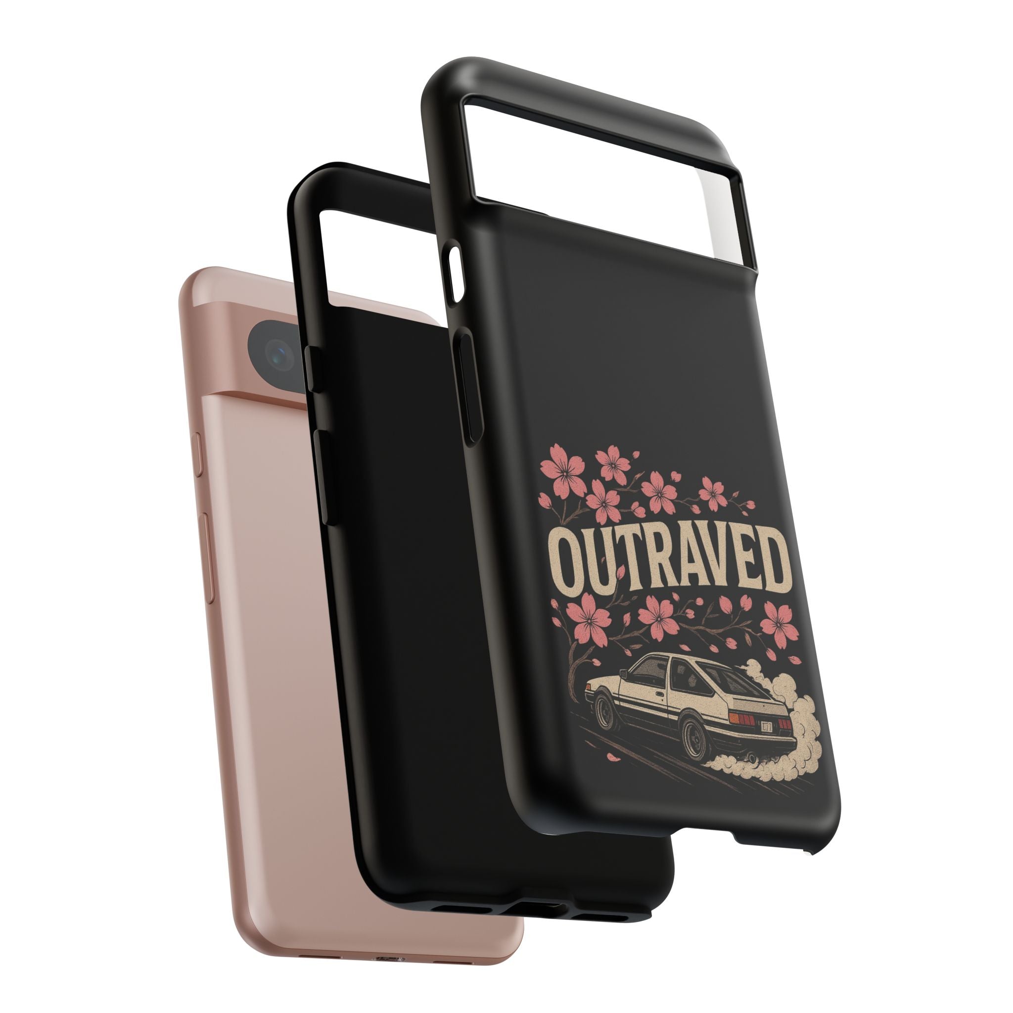 Phone Case — “Outraved” Drift Car Graphic with Cherry Blossoms