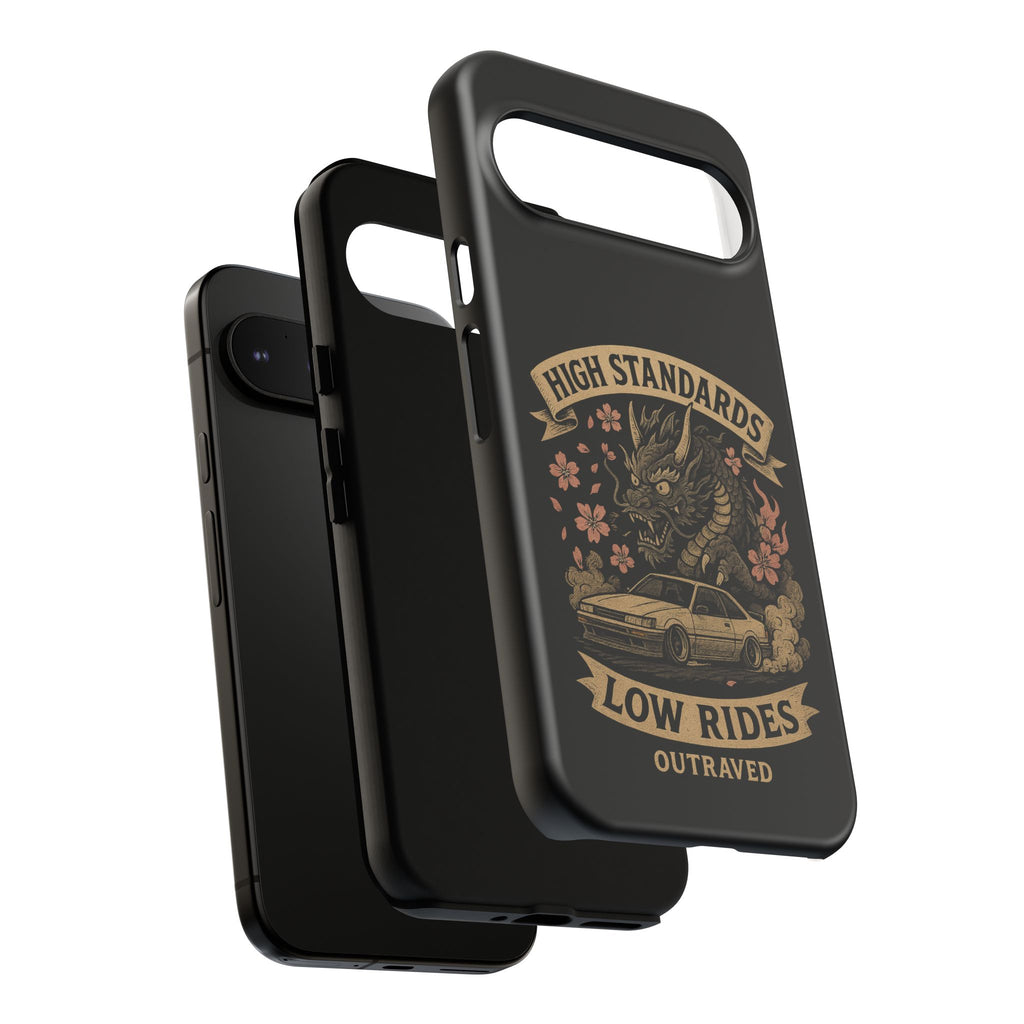 Phone Case — "High Standards Low Rides" Retro Dragon Car Design