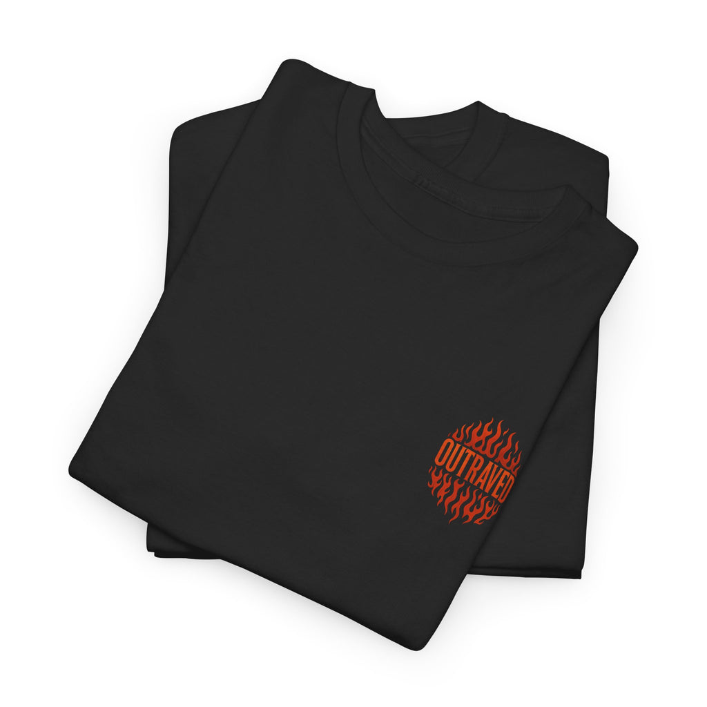 Outraved Flames Graphic Tee — Vintage Car & Woman Back Print