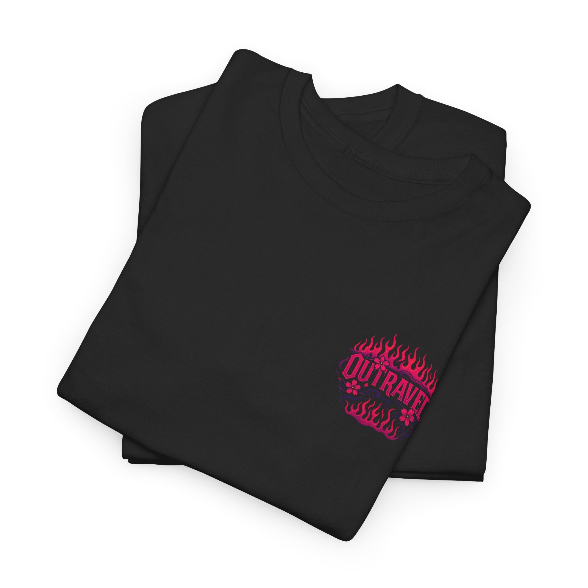 Outraved Wheel Graphic Tee — Vintage Racing Flame Design