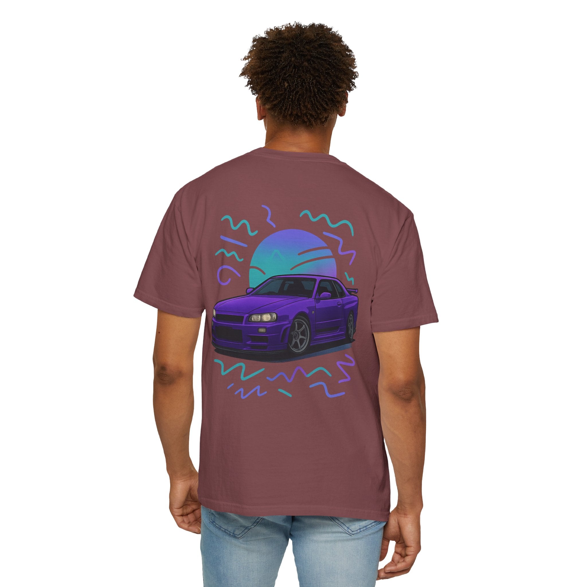 A Retro Skyline R34 T-Shirt — Purple JDM Car Graphic Tee