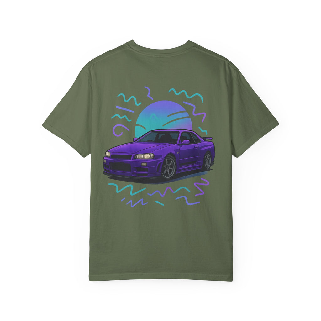 A Retro Skyline R34 T-Shirt — Purple JDM Car Graphic Tee