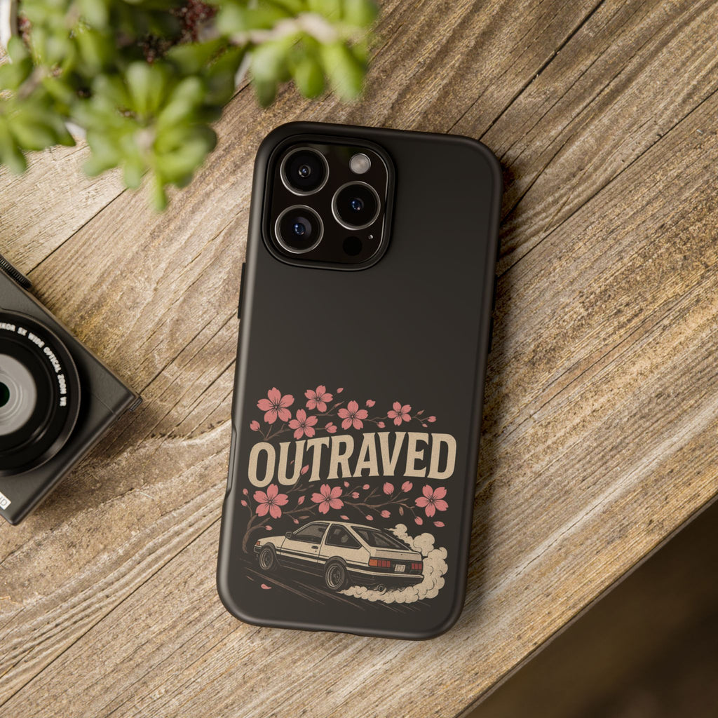 Phone Case — “Outraved” Drift Car Graphic with Cherry Blossoms