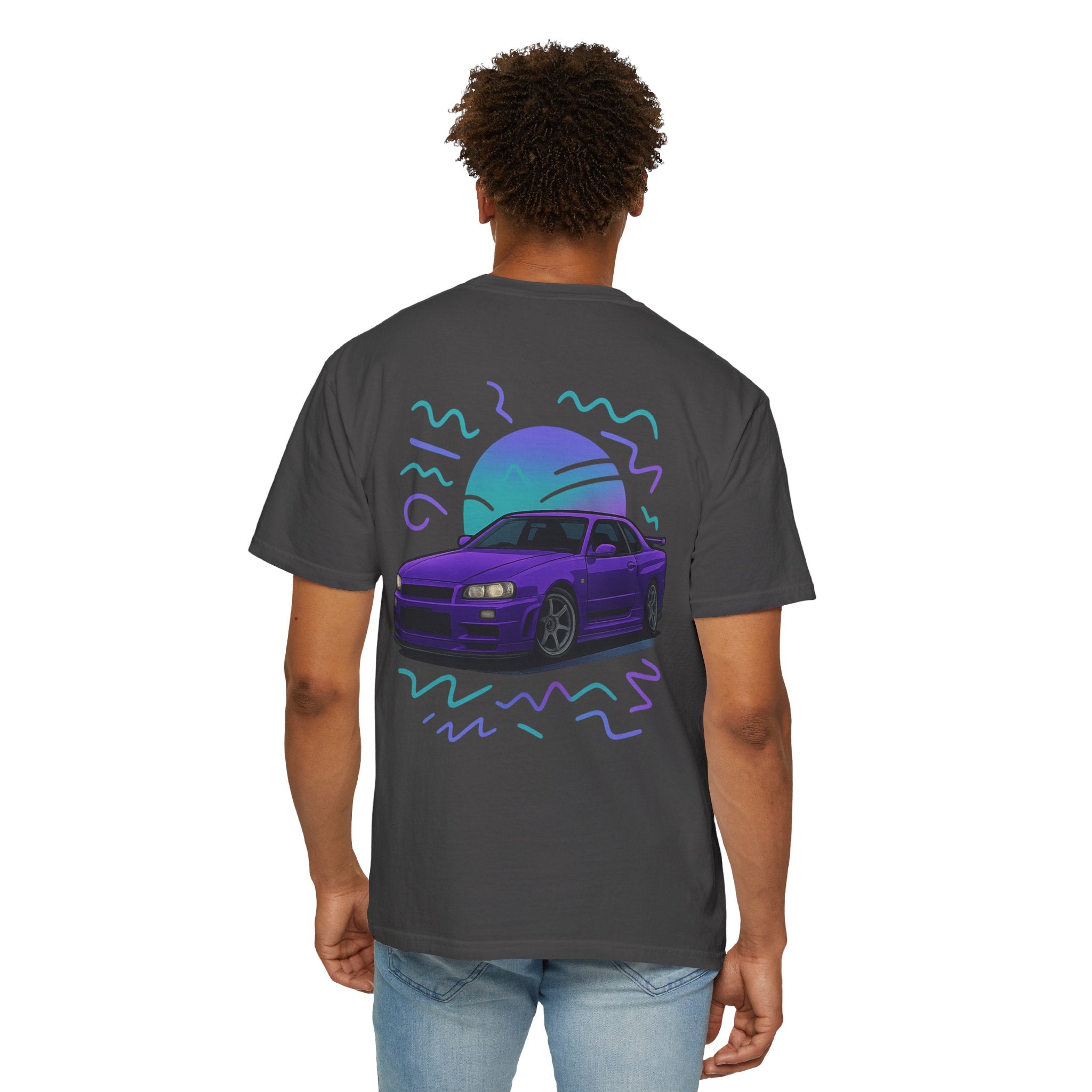 A Retro Skyline R34 T-Shirt — Purple JDM Car Graphic Tee