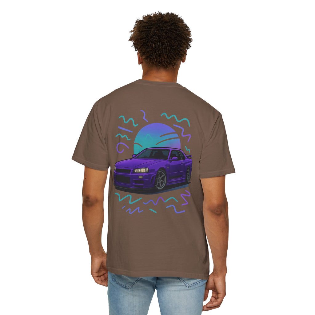A Retro Skyline R34 T-Shirt — Purple JDM Car Graphic Tee