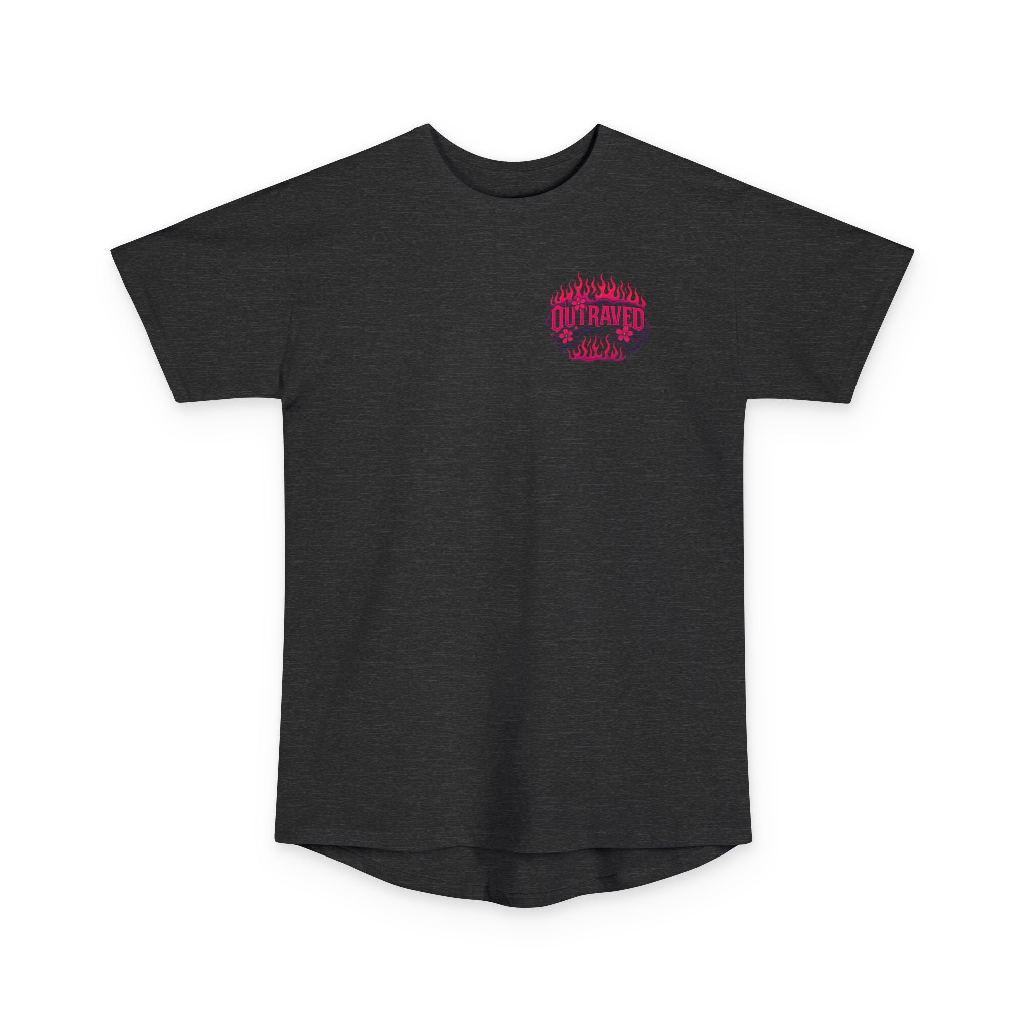 A Outraved Flame Retro Car Longbody Tee — Vintage Anime Streetwear Longline Shirt