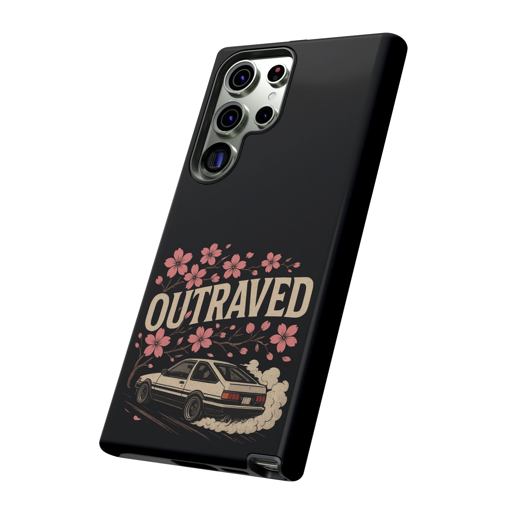 Phone Case — “Outraved” Drift Car Graphic with Cherry Blossoms