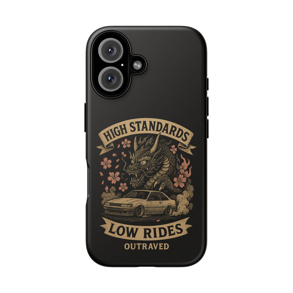 Phone Case — "High Standards Low Rides" Retro Dragon Car Design