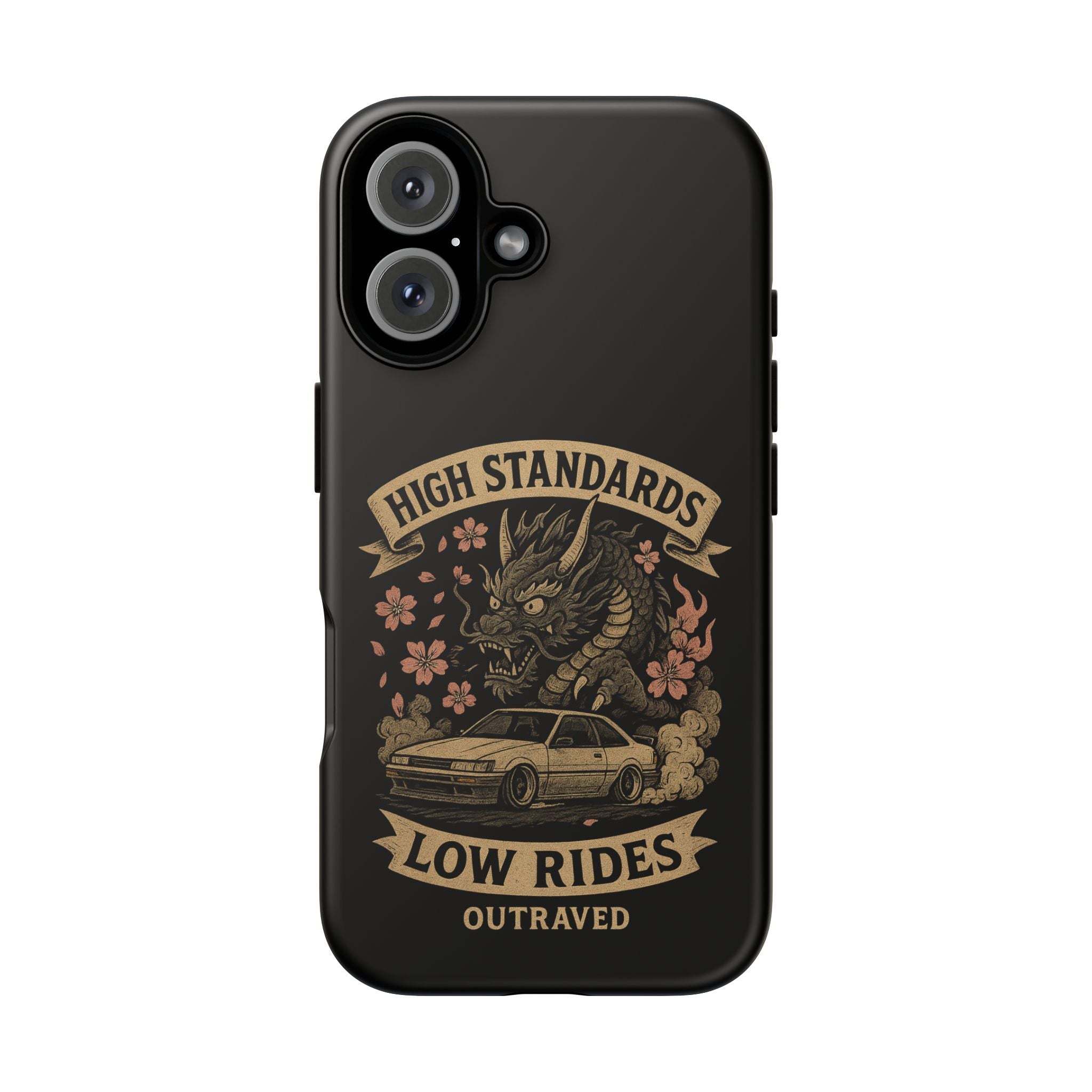 Phone Case — "High Standards Low Rides" Retro Dragon Car Design