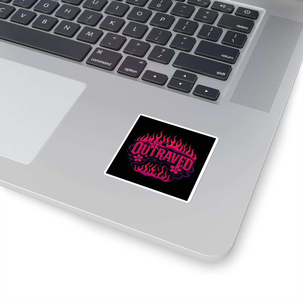 Sticker — OUTRAVED Pink Neon Fire Floral Rave Decal
