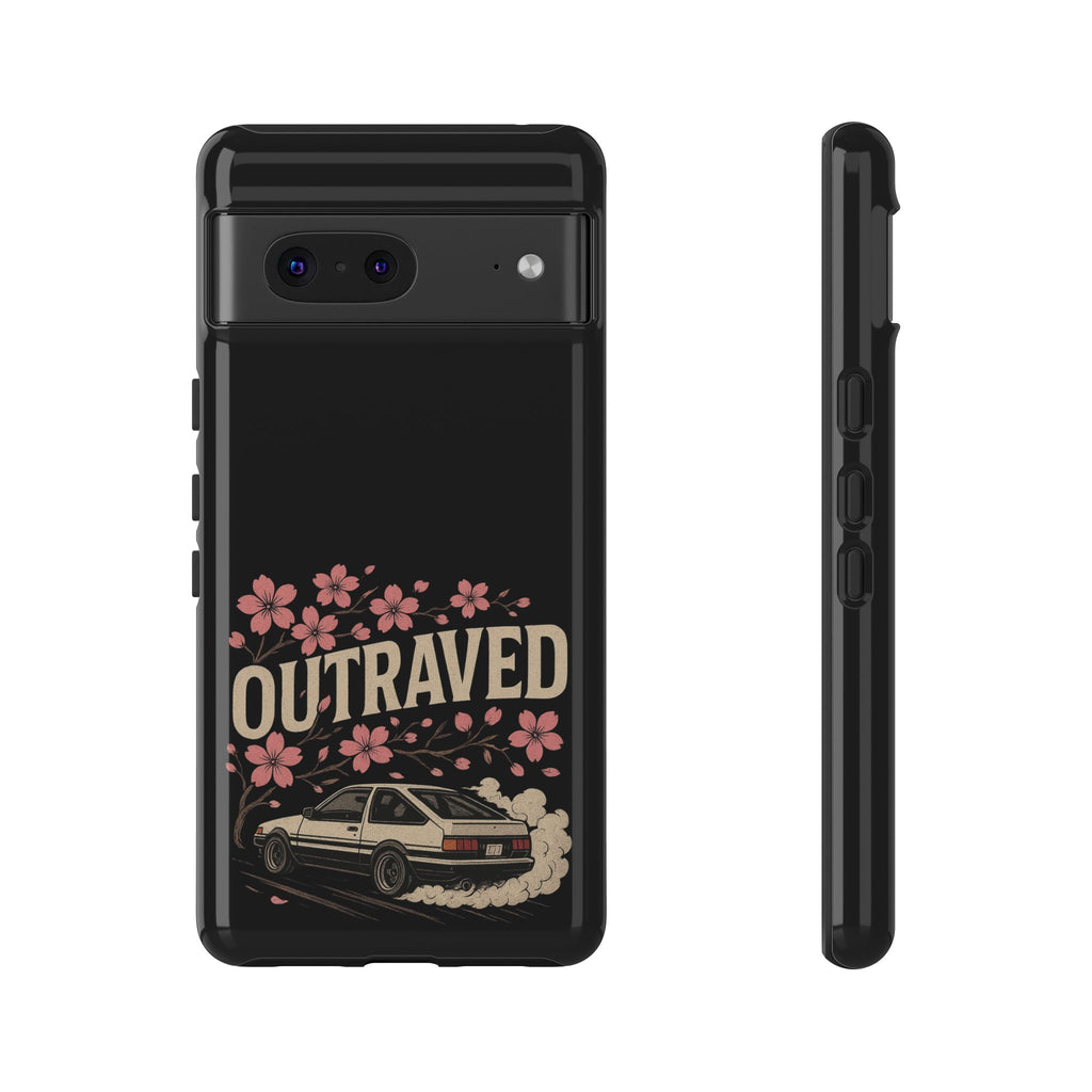 Phone Case — “Outraved” Drift Car Graphic with Cherry Blossoms