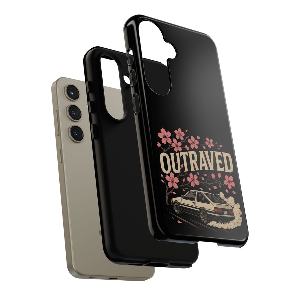 Phone Case — “Outraved” Drift Car Graphic with Cherry Blossoms