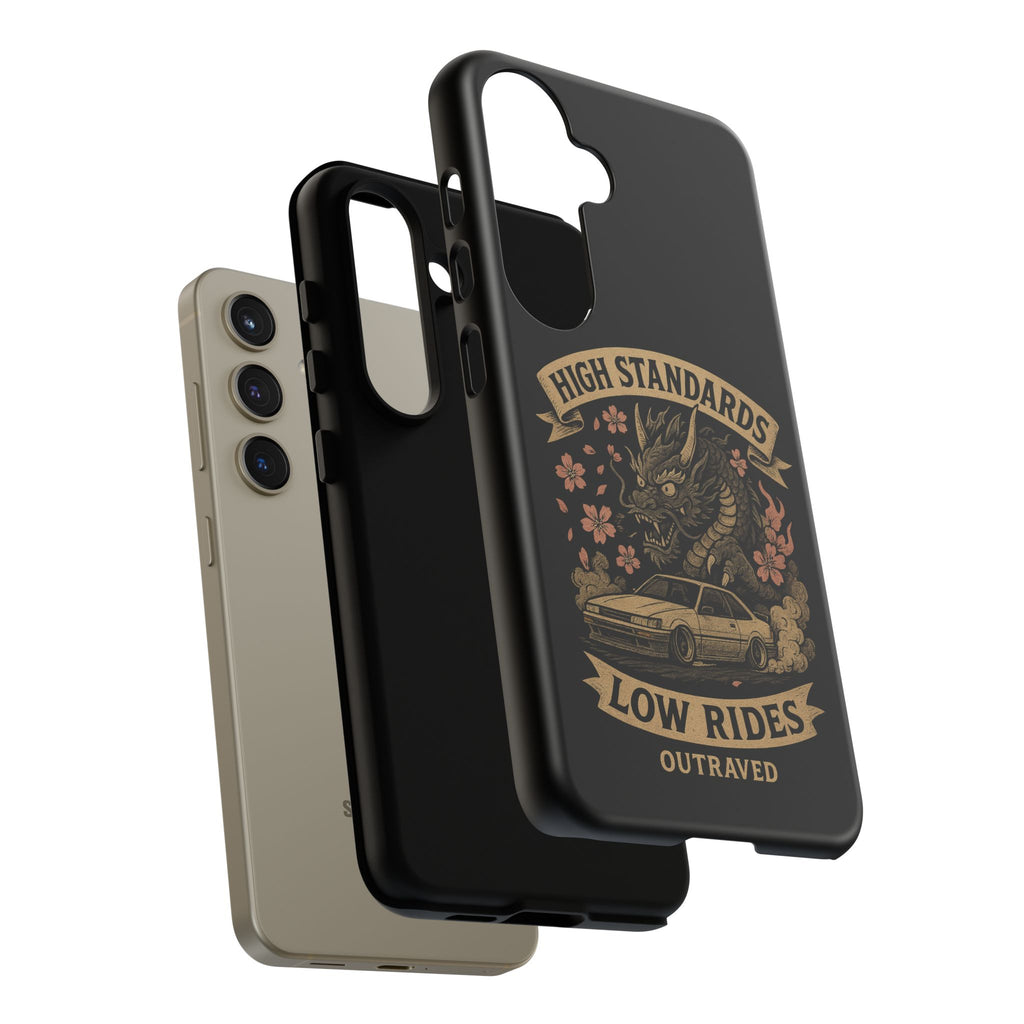 Phone Case — "High Standards Low Rides" Retro Dragon Car Design