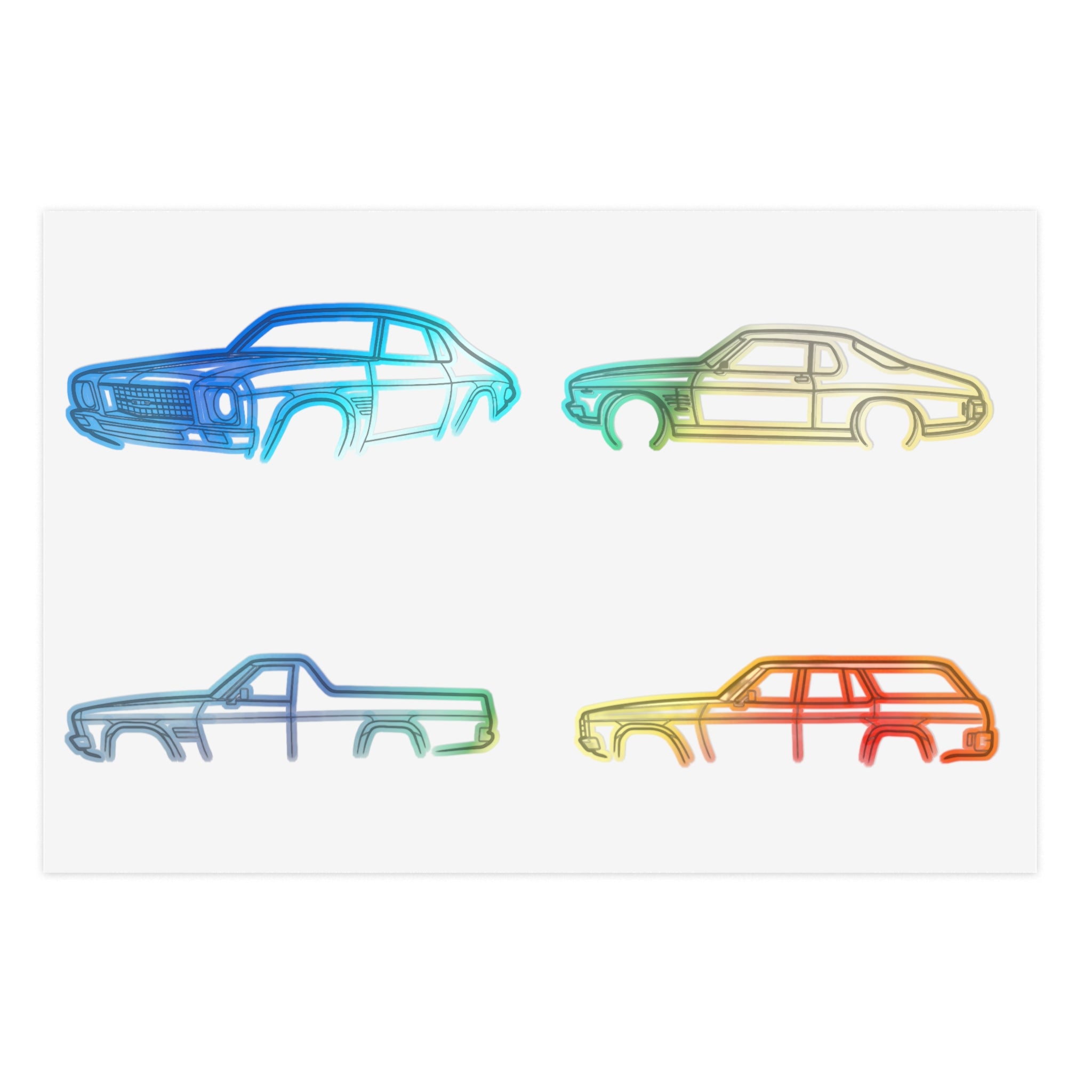 Stickers Hq for you Outline Sticker Sheet — Vintage Automobile Decal Pack